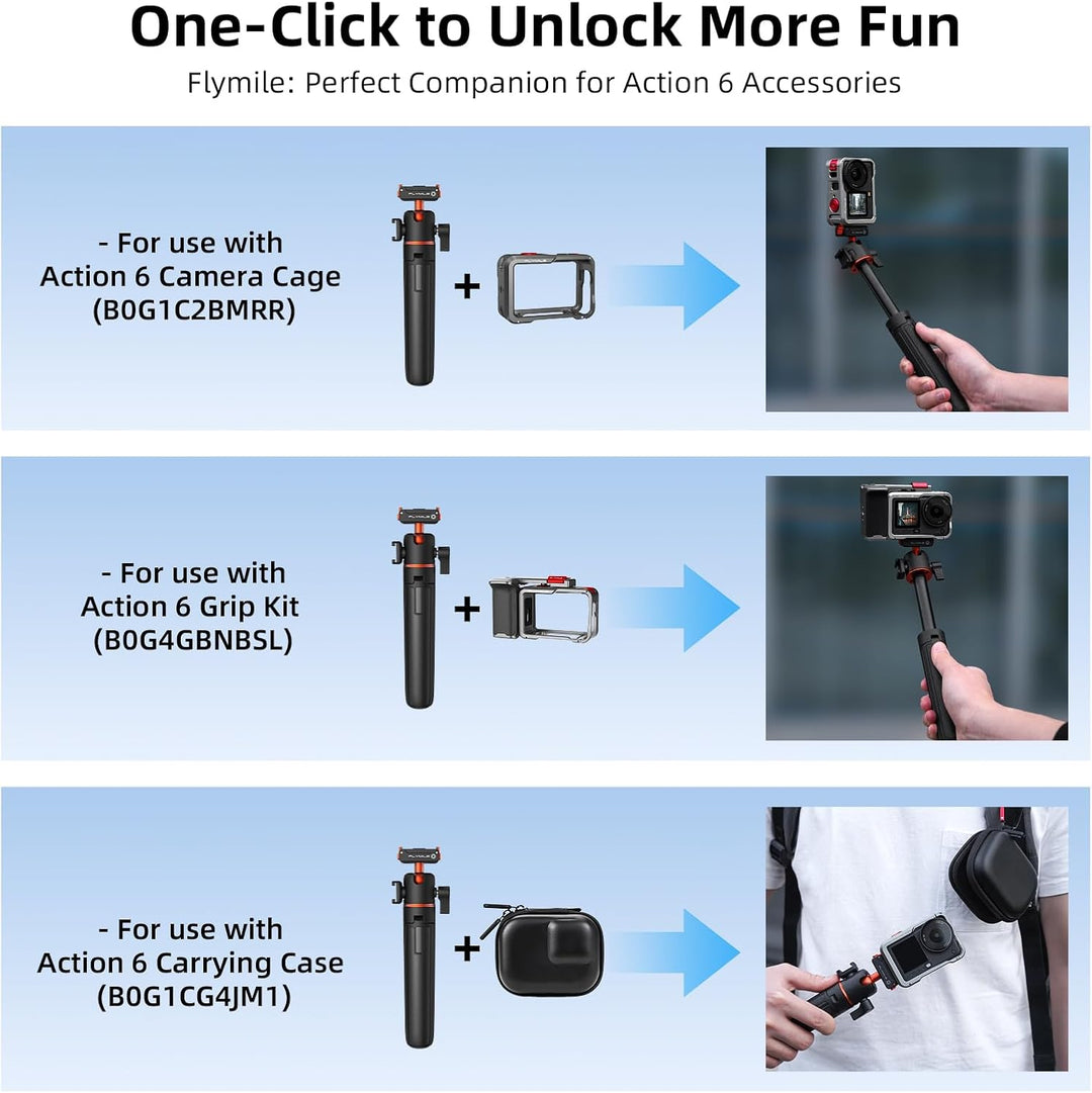 54cm Selfie Stick Stativ für DJI Osmo Action 6/Nano, Magnetische Schnellverschluss Selfie-Stick Ausz