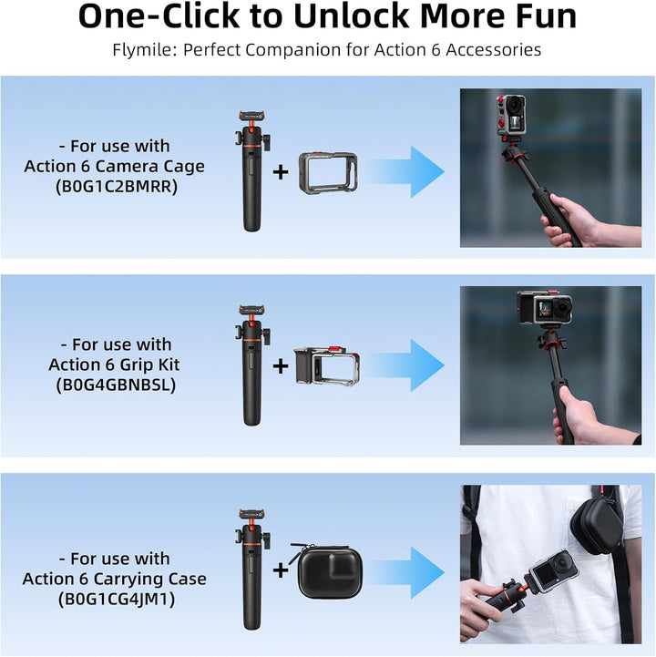 54cm Selfie Stick Stativ für DJI Osmo Action 6/Nano, Magnetische Schnellverschluss Selfie-Stick Ausz