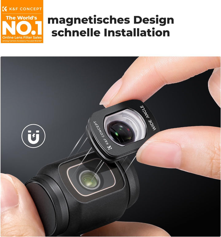 K&F Concept magnetisches Weitwinkelobjektivfilter kompatibel mit DJI Osmo Pocket 3, Osmo Pocket 3 Zu