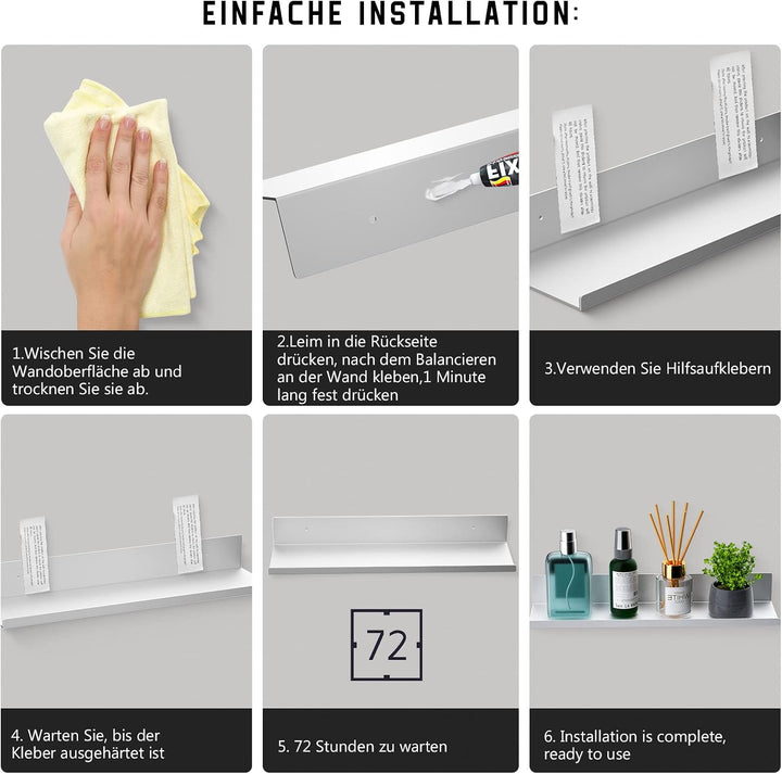 Duschablage Badezimmer Regal Ohne Bohren, 2er Set Badregal Duschkorb Ablagen Wandregal Duschregal Se