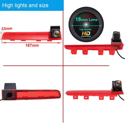 18mm Linse Top Qualität Auto Drittes Dach Original-Bremslicht-Rückfahrkamera, Ersatz für VW T5 Multi