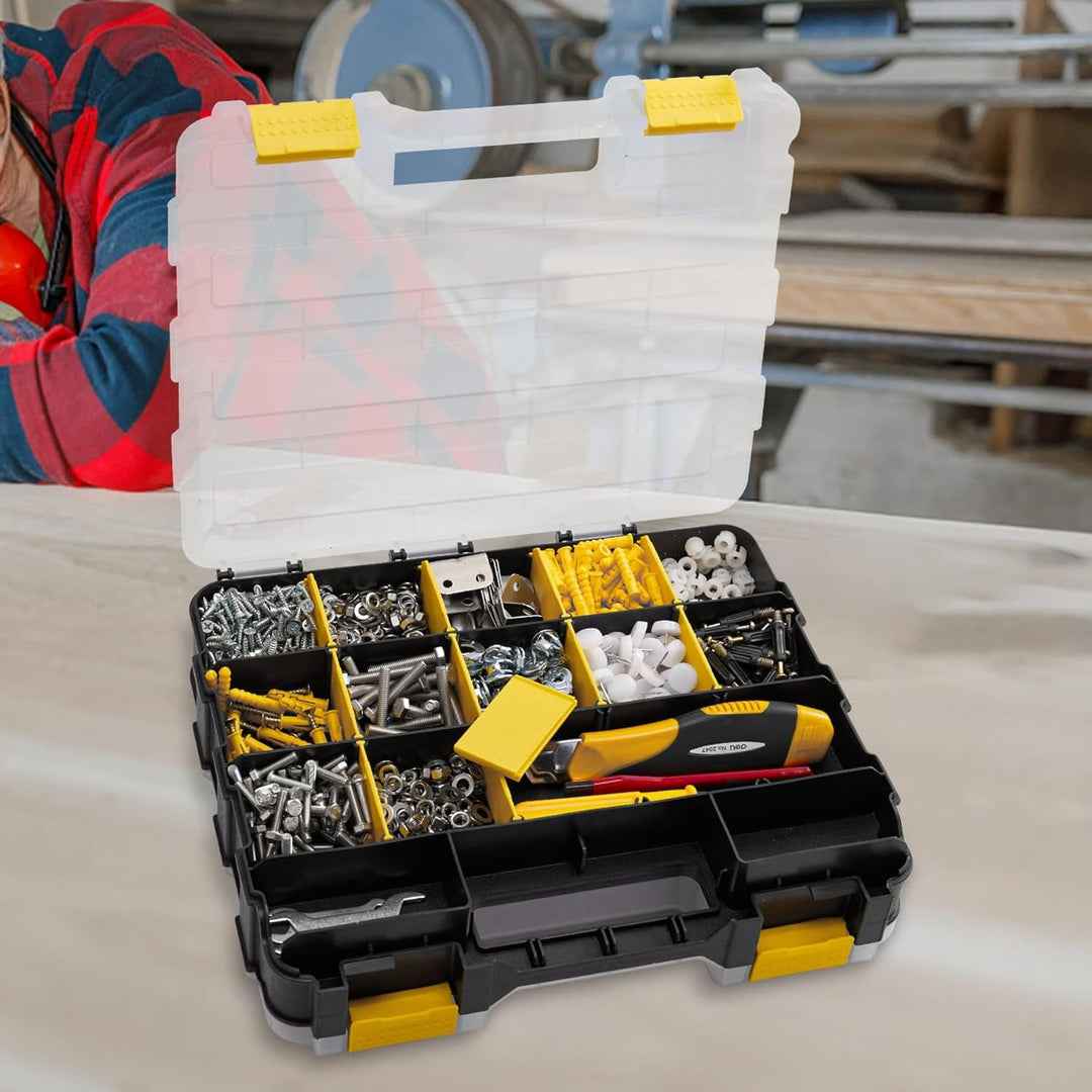 AIDY-PRO Schrauben Sortierbox 34 Fächer Kleinteile Organizer mit Fächern, Zweiseitig Schraubenbox Au