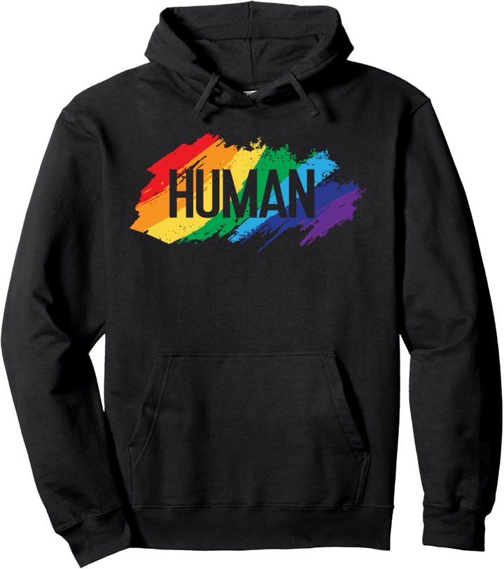 Human | Regenbogen Lesben Lustiges Pride Month Pullover Hoodie