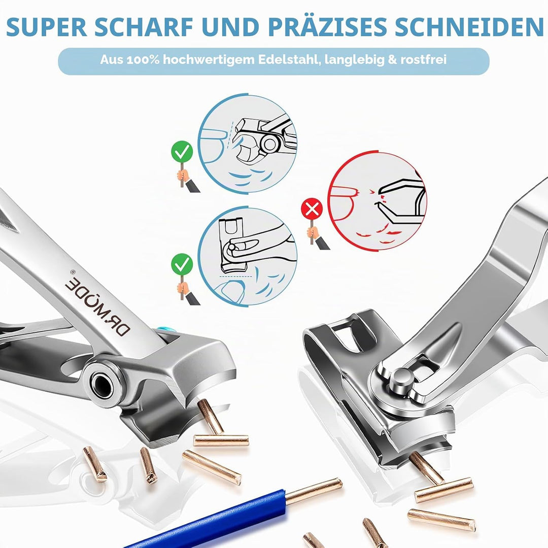 DRMODE Nagelknipser Set, Zehennagelknipser für dicke Nägel mit breiter Backenöffnung und scharf gebo