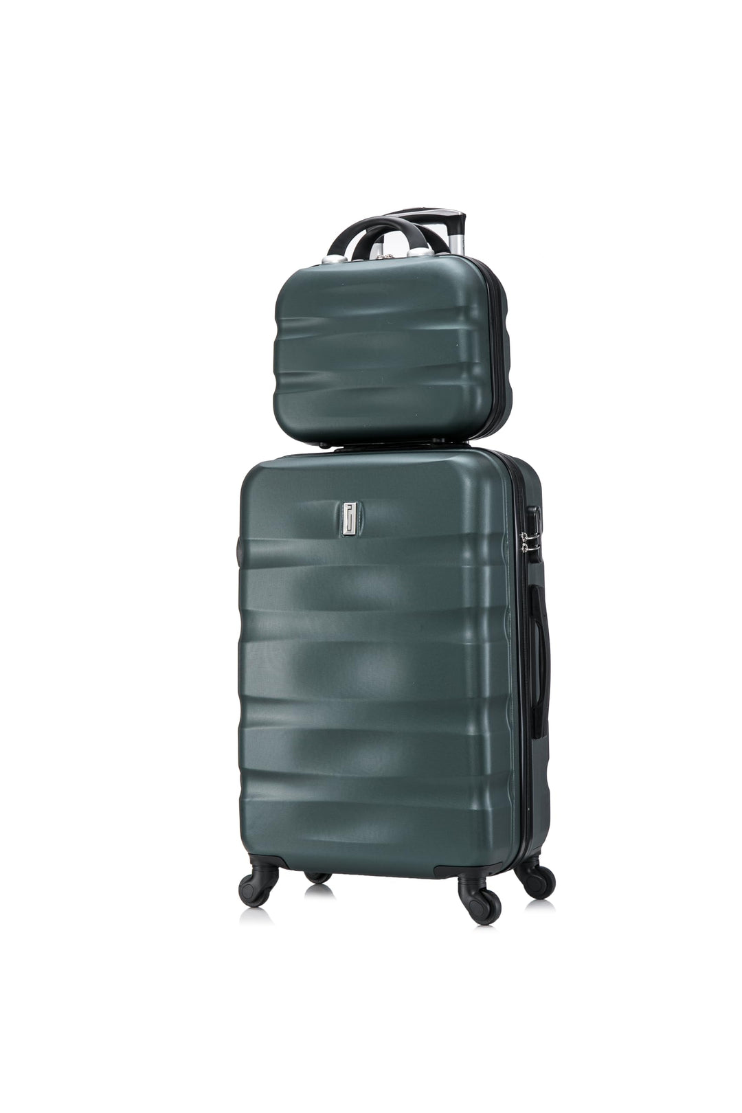 CELIMS - Koffersets | mittelgrosser Koffer + Kulturbeutel | 20kg Koffer | 4 Räder | Dunkelgrün Set M