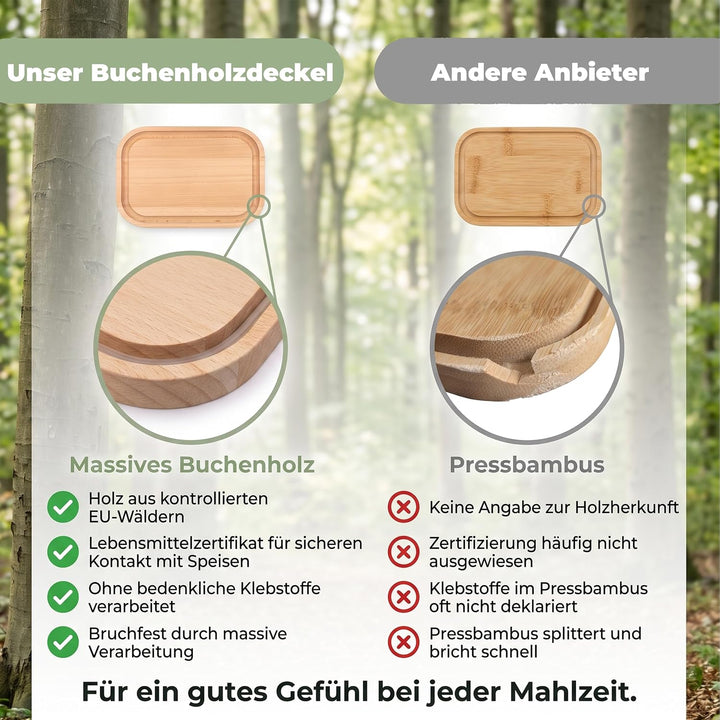 LOOXIS Personalisierte Lunchbox für Kinder – Personalisierbare Brotdose Namen und Motiv, Buchenholzd