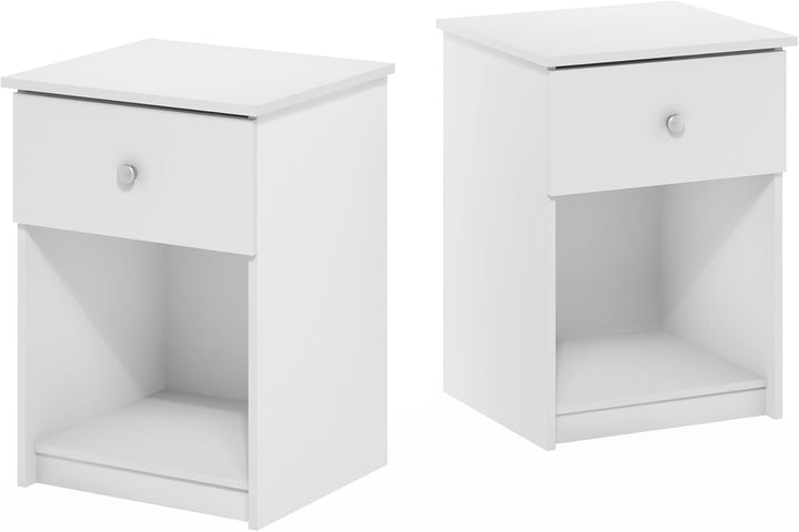 Furinno Lucca Nachttisch, Spanplatte, Weiss, 2-Pack Weiss 2-Pack, Weiss 2-Pack
