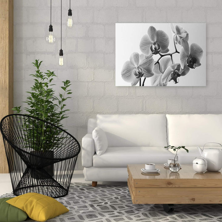 Feeby Leinwandbild Orchideen Bild Kunstdruck für Schlafzimmer Grau 70x50 cm Leinwandbild 70x50 cm Gr