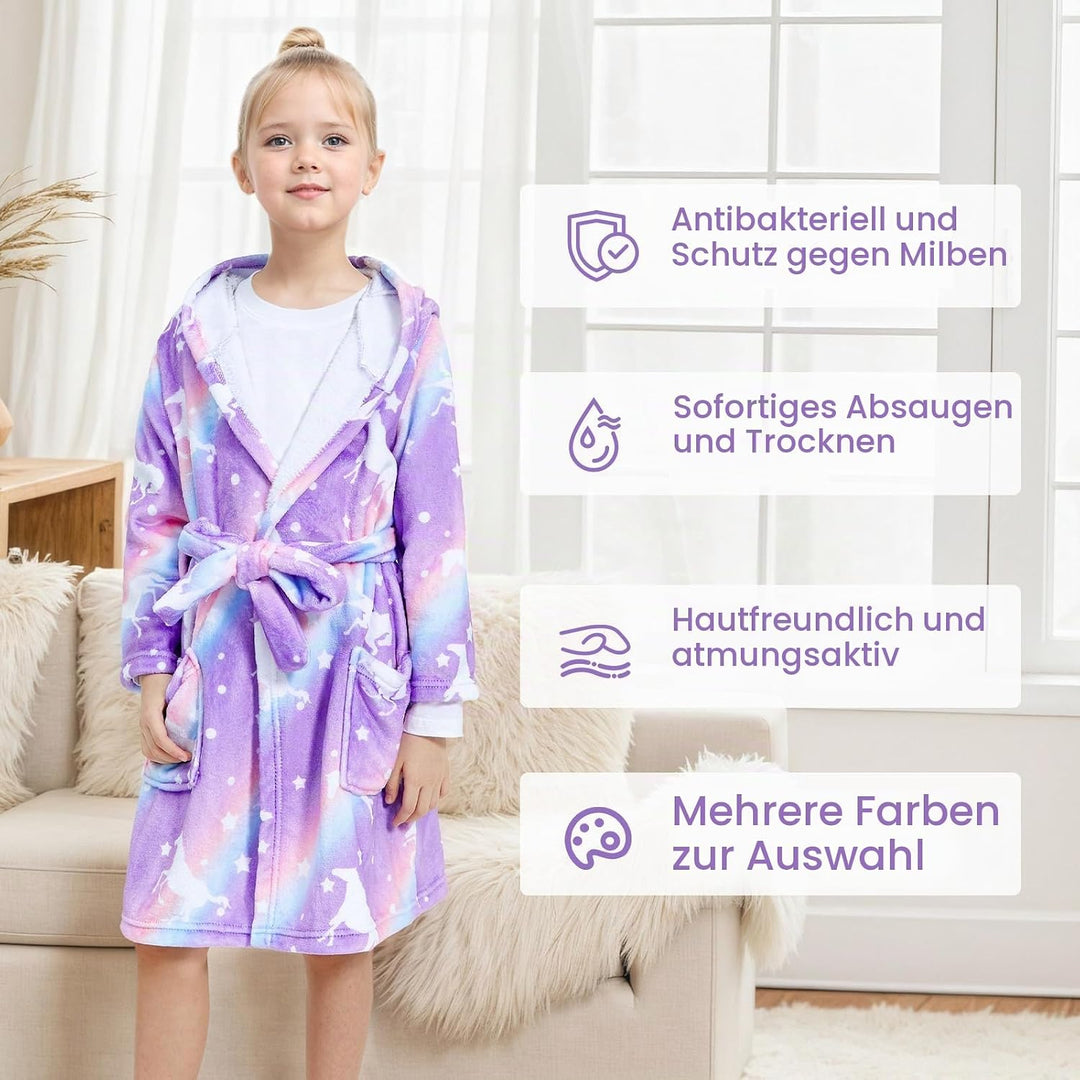 WYTbaby Bademantel Kinder Mädchen Flauschig Fleece bademantel mädchen Lange Ärmel Kinderbademantel m