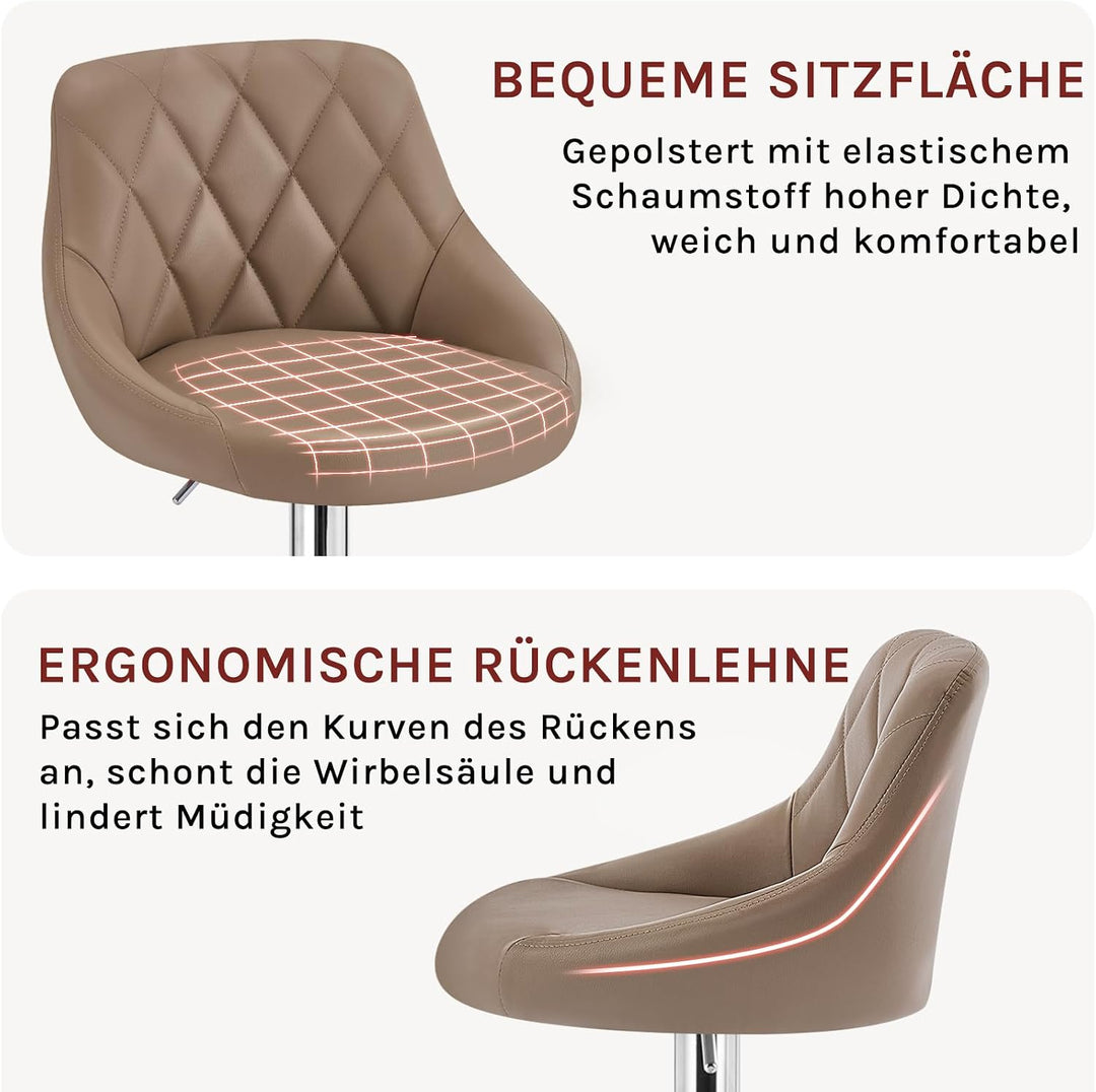 WOLTU BH23kk-1 1er Barhocker Barstuhl, leichte reinige Kunstleder, Gute gepolsterte Sitzfläche, Höhe