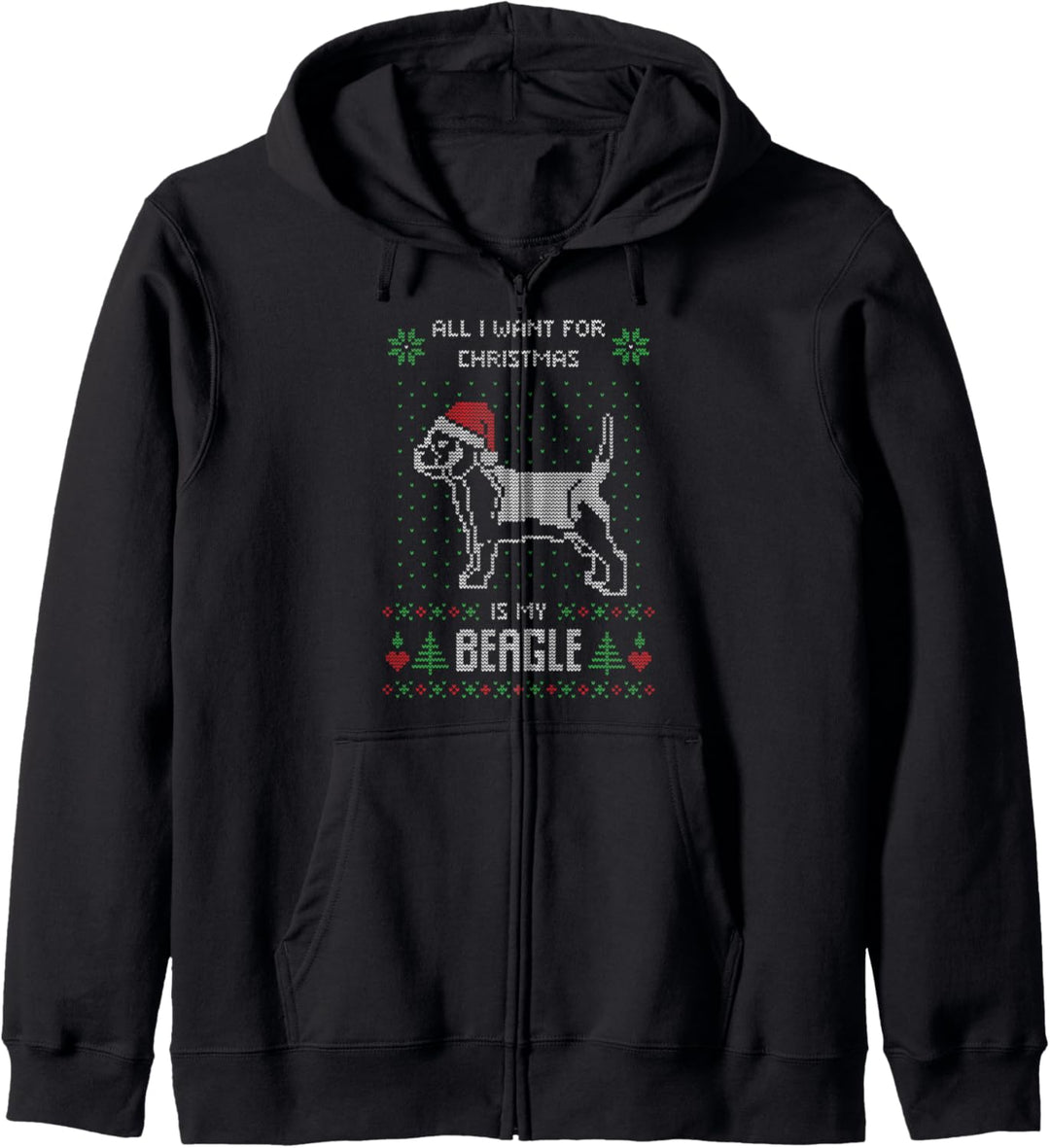 Ugly Christmas Sweater Beagle Hund Weihnachten Geschenk Kapuzenjacke