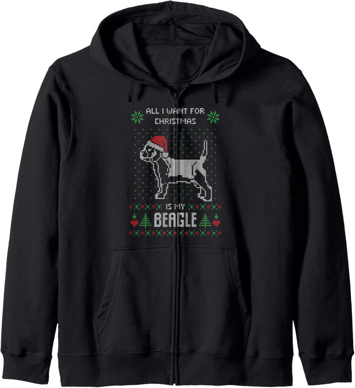 Ugly Christmas Sweater Beagle Hund Weihnachten Geschenk Kapuzenjacke