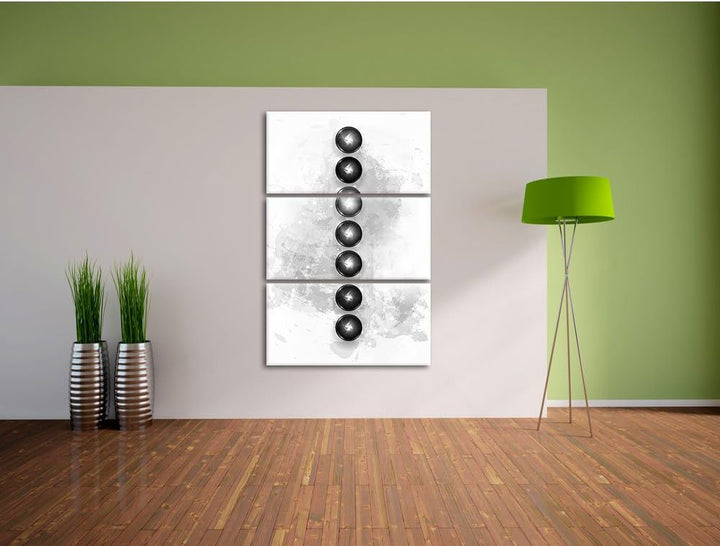 Pixxprint Chakra des Körpers / 3-Teilig/Gesamtmass 120cm Leinwandbild bespannt auf Holzrahmen/Wandbi