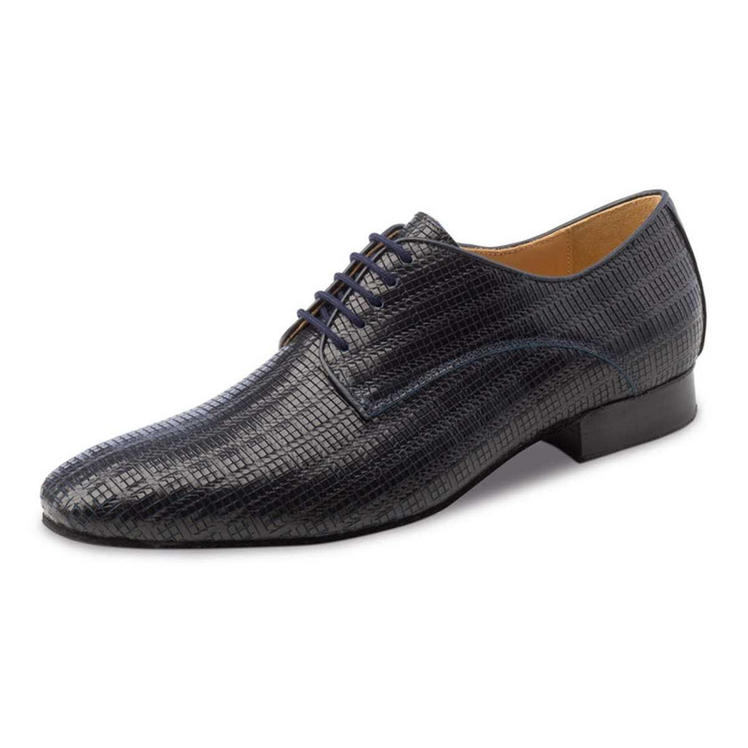 Werner Kern Herren Tanzschuhe Ravenna 28043 - Leder Grattato Blu - Normalweite - 2 cm Standard Absat
