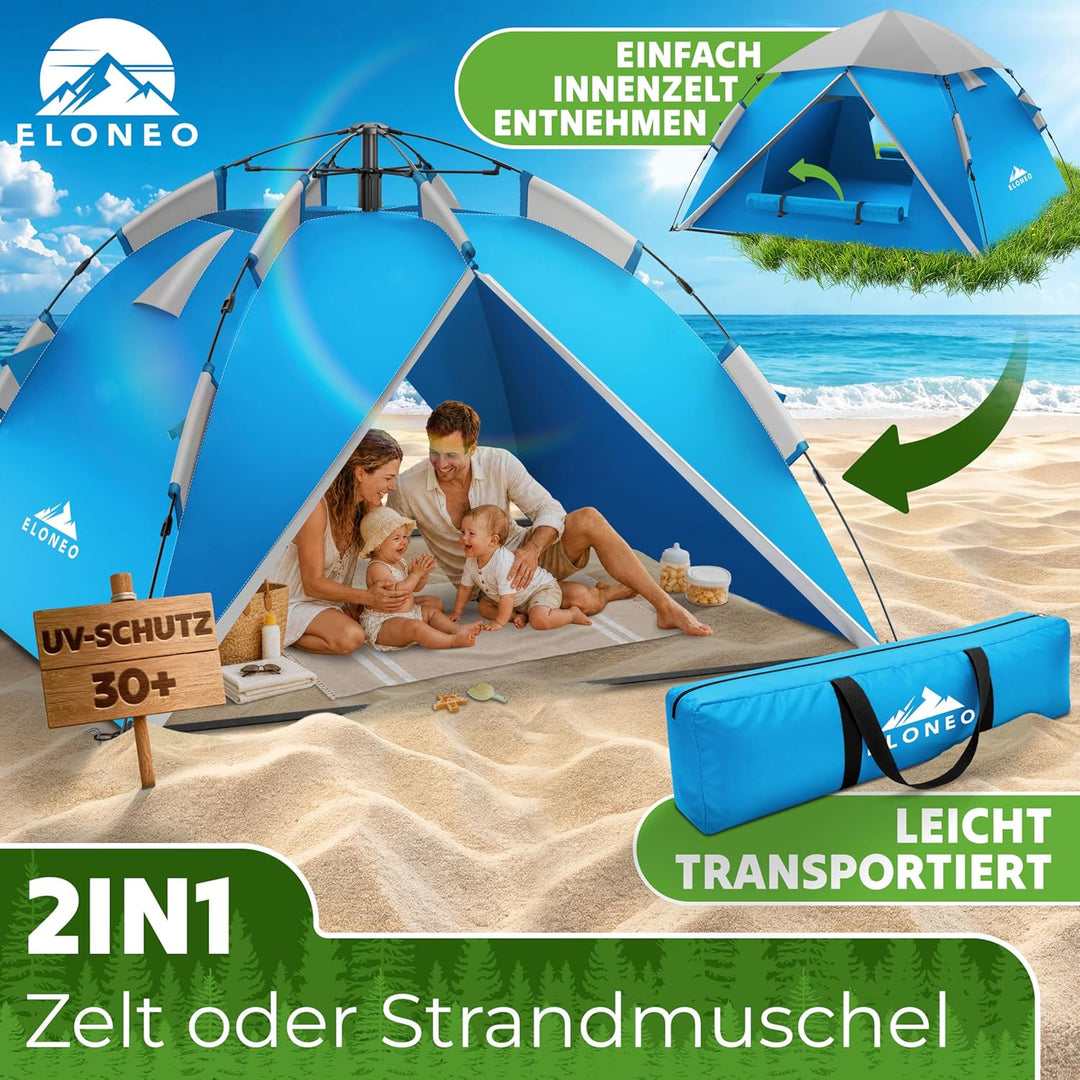 ELONEO Wurfzelt - extra wasserdicht & stabil, schneller Auf- & Abbau in 45 Sekunden | Wurfzelt 4 Per