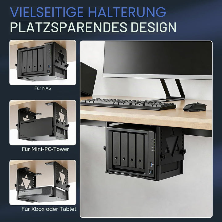 Mini-PC-Halterung für unter den Schreibtisch, höhen- und breitenverstellbare CPU/NAS-Halterung für M
