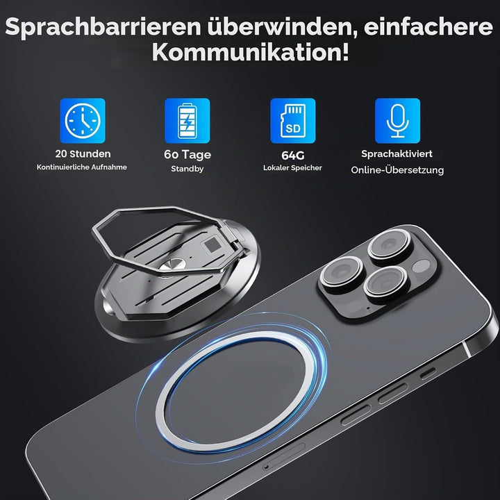 AI Digital Voice Recorder, 64 GB Recording Device with ChatGPT 4o for Transcribing and Summarizing f