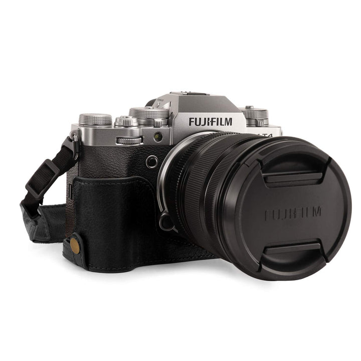 MegaGear MG1923 Ever Ready Kameratasche aus Echtleder, für Fujifilm X-T4, Schwarz, Schwarz