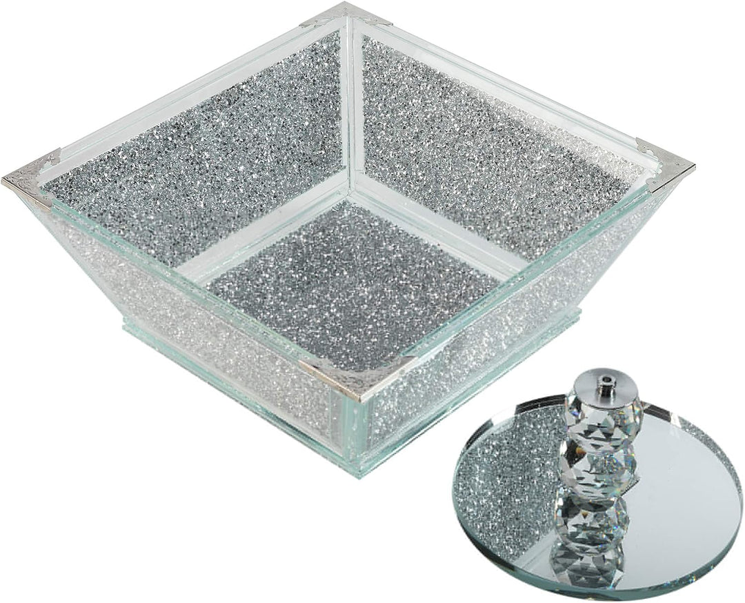 London Boutique Extra grosse Obstschale aus Kristall, Mittelstück, Aufbewahrung, glitzernd, Diamant-