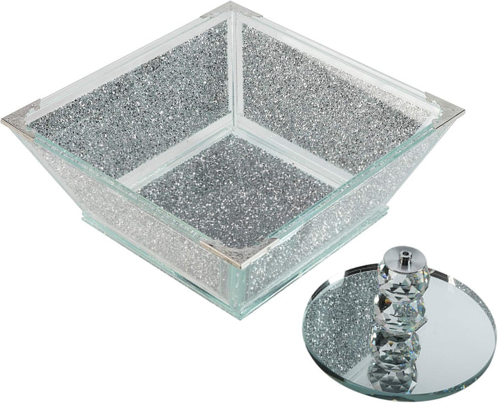 London Boutique Extra grosse Obstschale aus Kristall, Mittelstück, Aufbewahrung, glitzernd, Diamant-