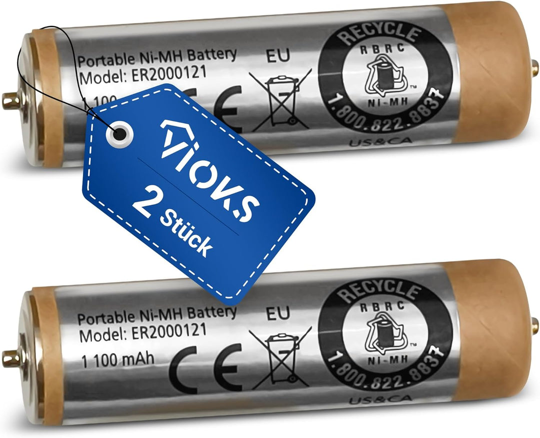 VIOKS Set 2 Stk Akku 1,2 V 1100 mAh Ersatz für Panasonic WER160L2506 WER1411L2508 WER160L2504 ER160
