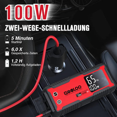 GOOLOO GT4000S Starthilfe Powerbank 4000A 100W Zweiwege-Schnellladegerät für 10-Liter-Diesel- und 12