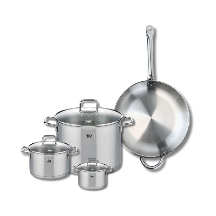 ELO 9500350 Kochgeschirr-Set, 4-teilig, 1 Bratpfanne 32 cm und 3 Kochtöpfe 12, 16 und 26 cm Elo Prof