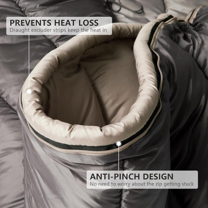 BISINNA Winter-Schlafsack Erwachsene 0°C Komfortzone - XL Extra Gross & Breit, 3,5kg Schwerlast Camp