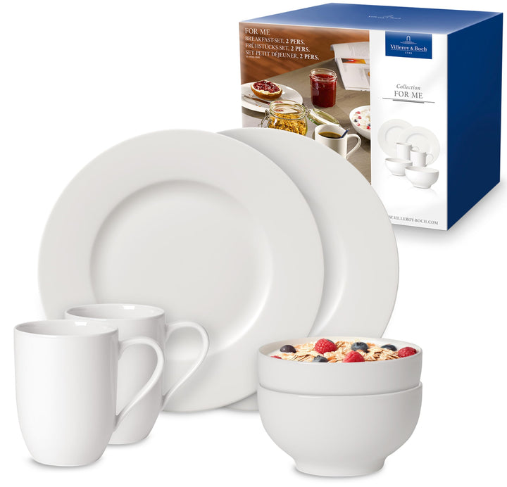 Villeroy und Boch - For Me Frühstücks-Set, 6 tlg., das Allround-Talent, Premium Porzellan, spülmasch