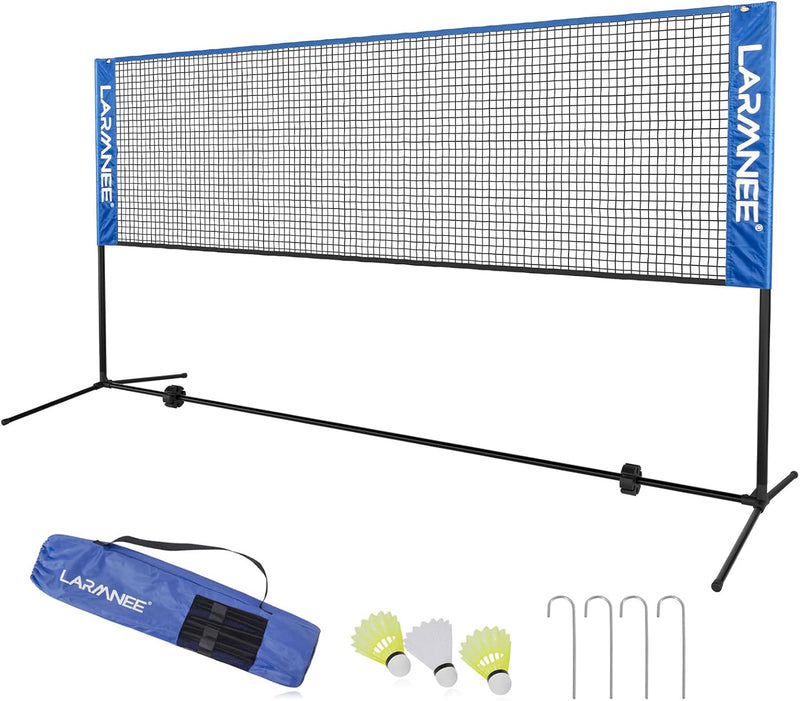 LARMNEE Badmintonnetz, Tennisnetz, 300cm|400cm|500cm Federballnetz höhenverstellbar, Set bestehend a
