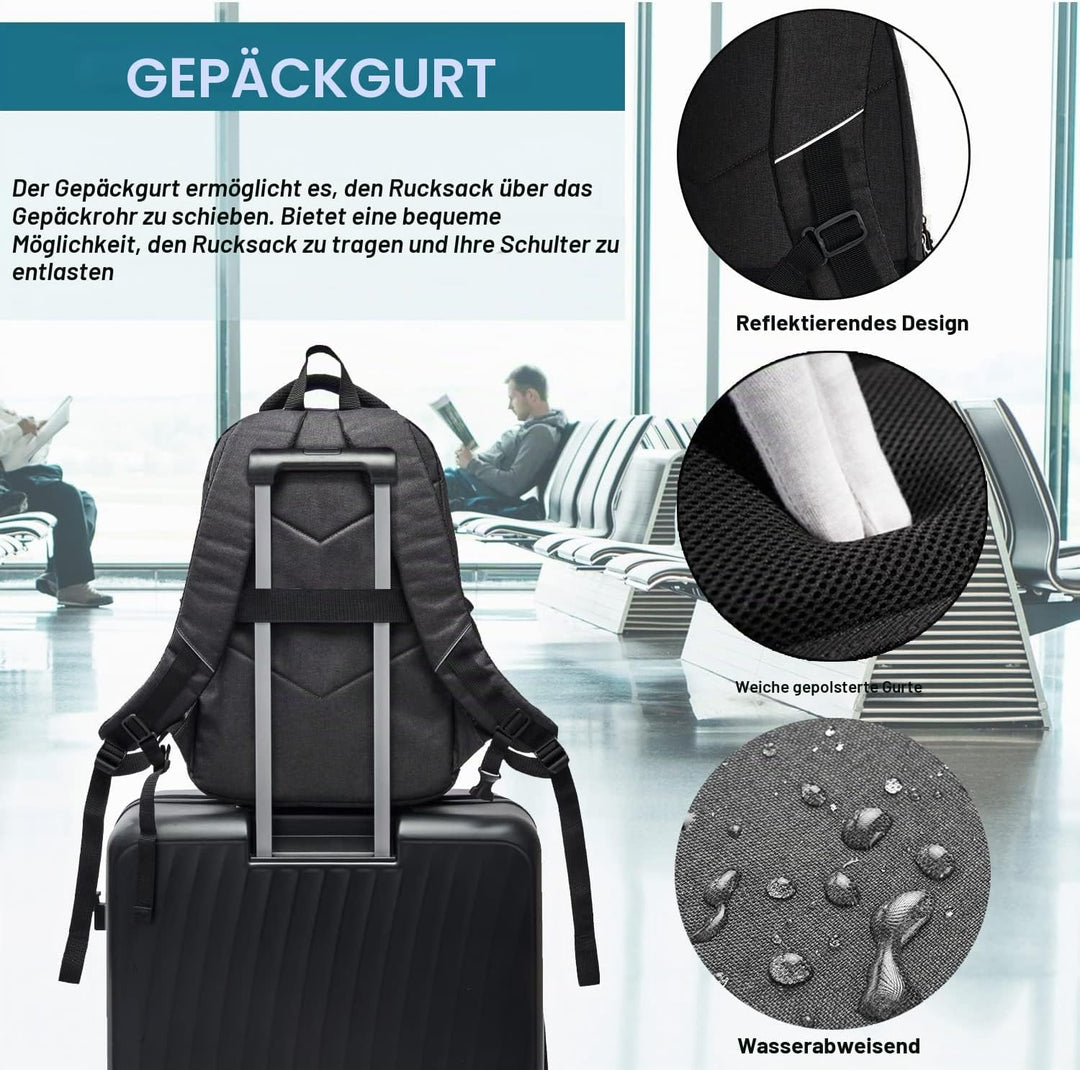 17.3 Zoll Laptop Schulrucksack Teenager Jungen und Mädchen, Rucksack Herren Gross mit Laptopfach Was