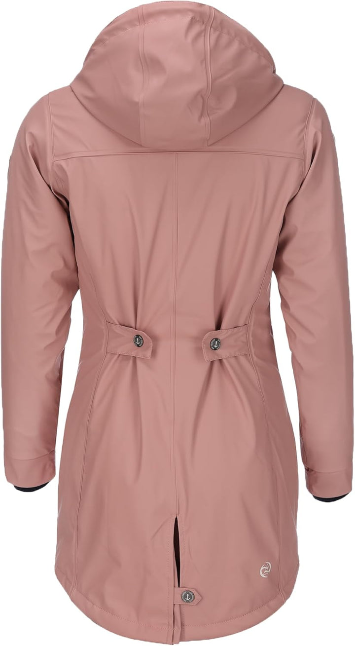 Dry Fashion Damen Regenmantel Malmö - Frauen Regenjacke Jacke mit Kapuze Lang Winddicht Wasserdicht