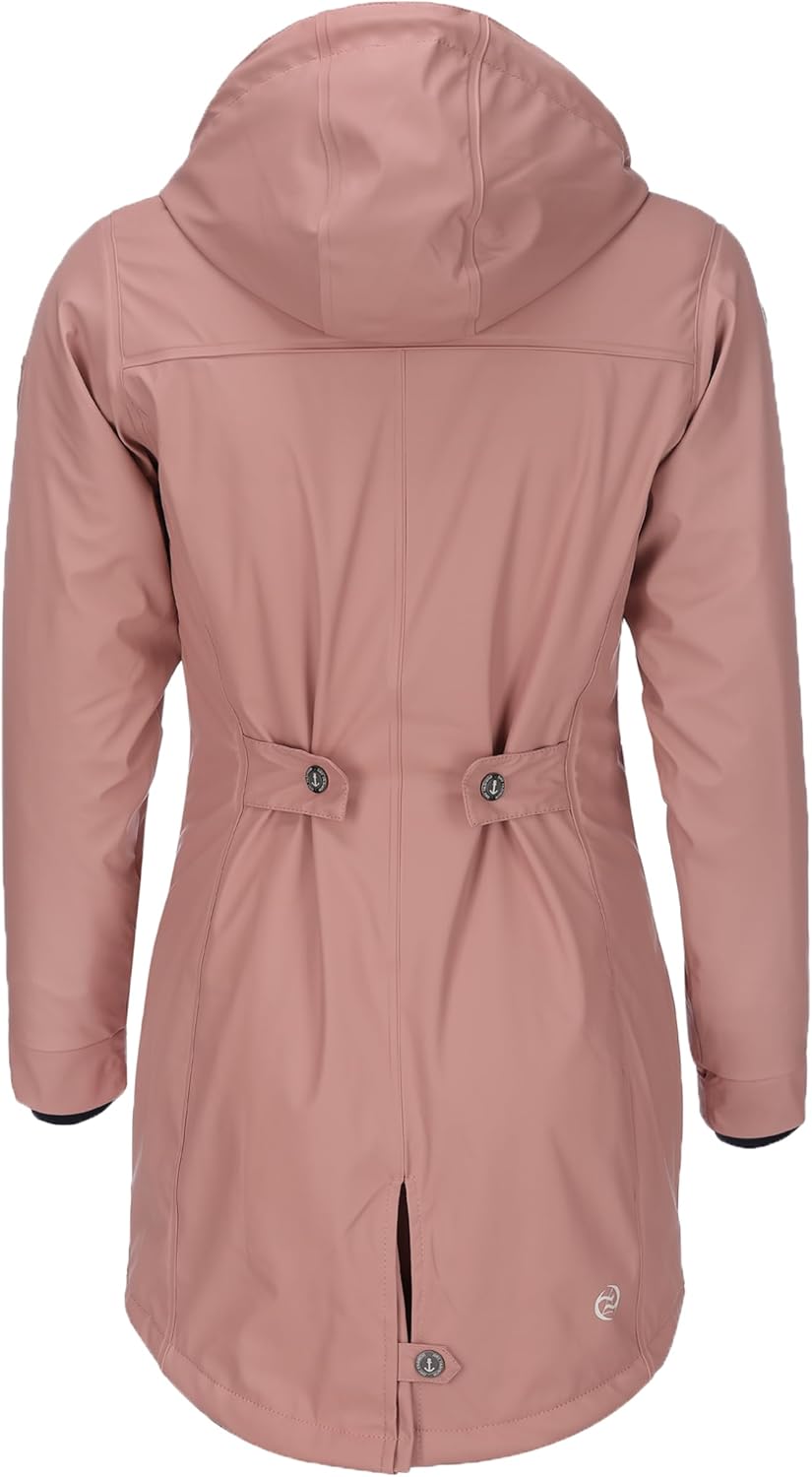 Dry Fashion Damen Regenmantel Malmö - Frauen Regenjacke Jacke mit Kapuze Lang Winddicht Wasserdicht