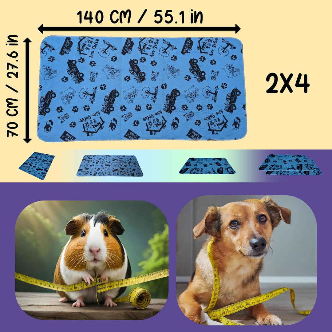 Waschbare &amp; Wiederverwendbare Trainingsunterlagen (4er Set) | 140 x 70 cm – Blau – Saugfähige, wasse