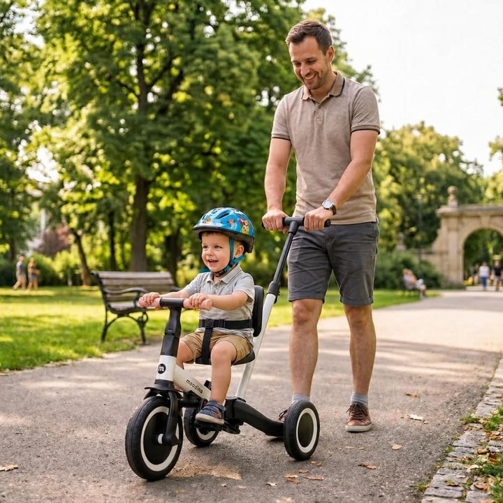 6in1 Dreirad ab 1 Jahr mit Schubstange - Beige Laufrad - Kinderfahrrad Faltbar 1–5 Jahre - Laufräder