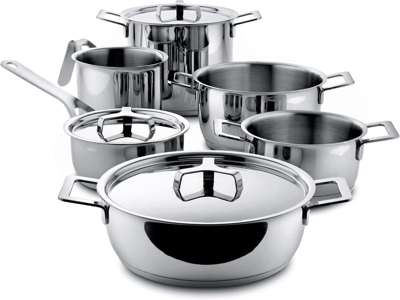 Alessi Pots&Pans, Topf (AJM100/20), (AJM101/16), Kasserolle mit Zwei Griffen (AJM101/20), Milchkocht