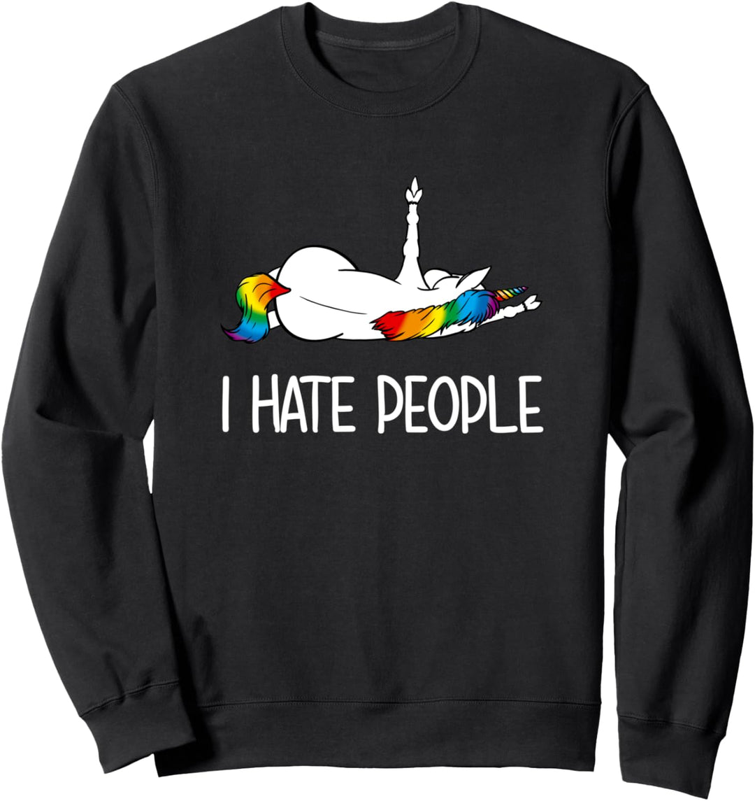 Einhorn Mittelfinger I Hate Menschen Erwachsene Einhorn Sweatshirt
