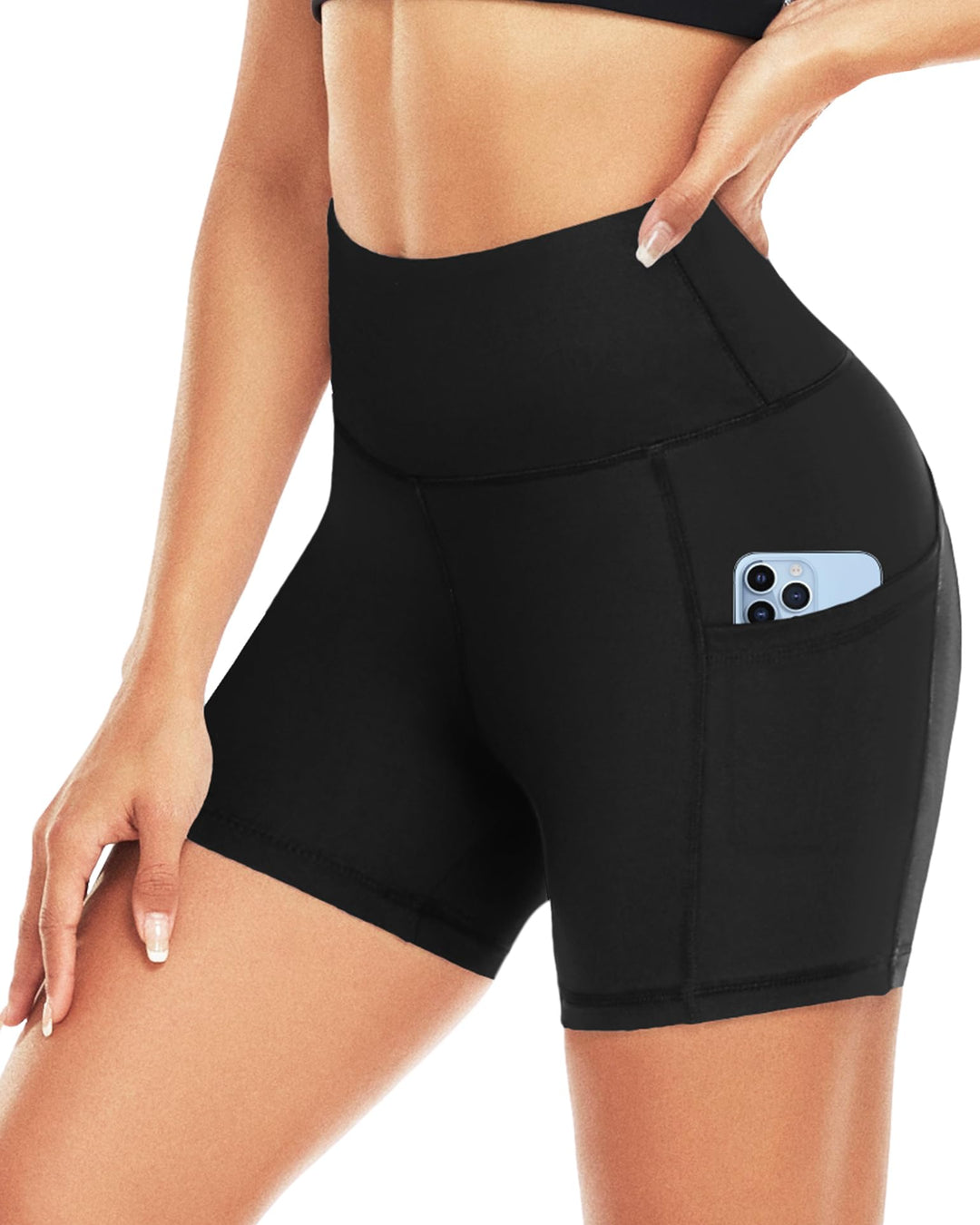 ACTINPUT Radlerhose Damen mit Taschen High Waist Yoga Shorts Kurze Leggings Blickdicht Sporthose Hot