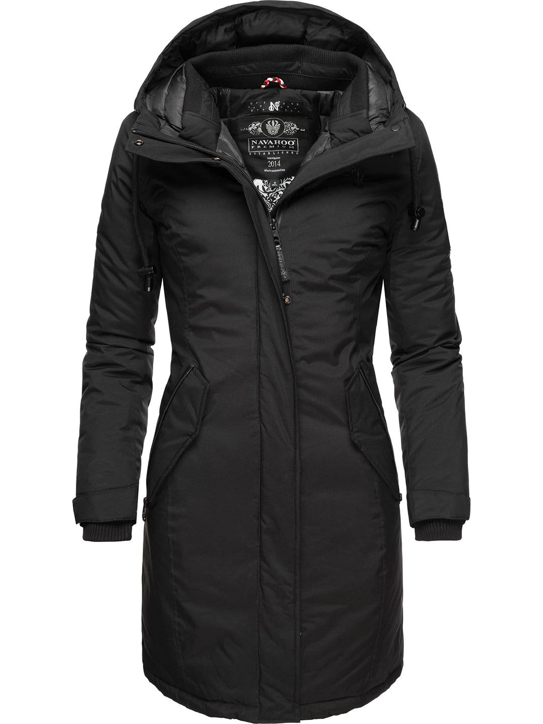 Navahoo Damen Wintermantel Winterparka mit Kapuze Letiziaa XS-3XL M Schwarz, M Schwarz