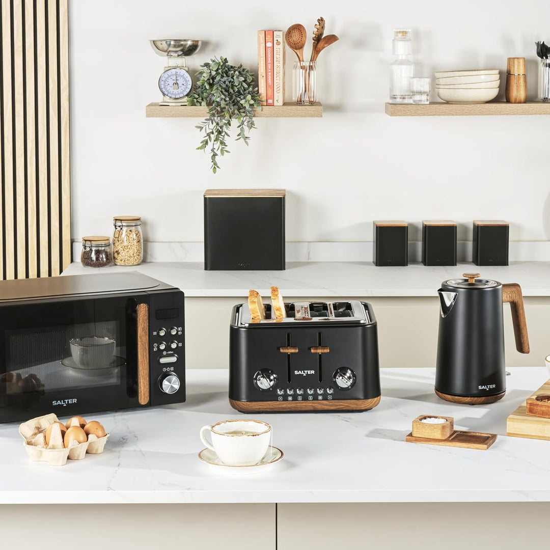 SALTER Toronto 4-Scheiben-Toaster – Breite Schlitze, 6 Bräunungsstufen, herausnehmbare Krümelschubla