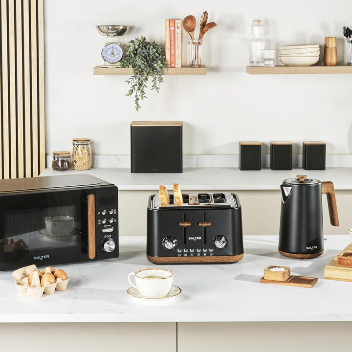 SALTER Toronto 4-Scheiben-Toaster – Breite Schlitze, 6 Bräunungsstufen, herausnehmbare Krümelschubla