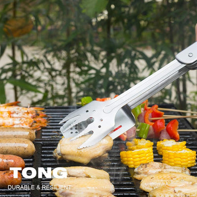 Roxon MBT3 6-in-1 Multifunktionales abnehmbares faltbares Grillwerkzeug-Set für Hinterhof-Grillen, B