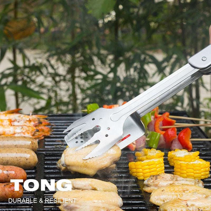 Roxon MBT3 6-in-1 Multifunktionales abnehmbares faltbares Grillwerkzeug-Set für Hinterhof-Grillen, B