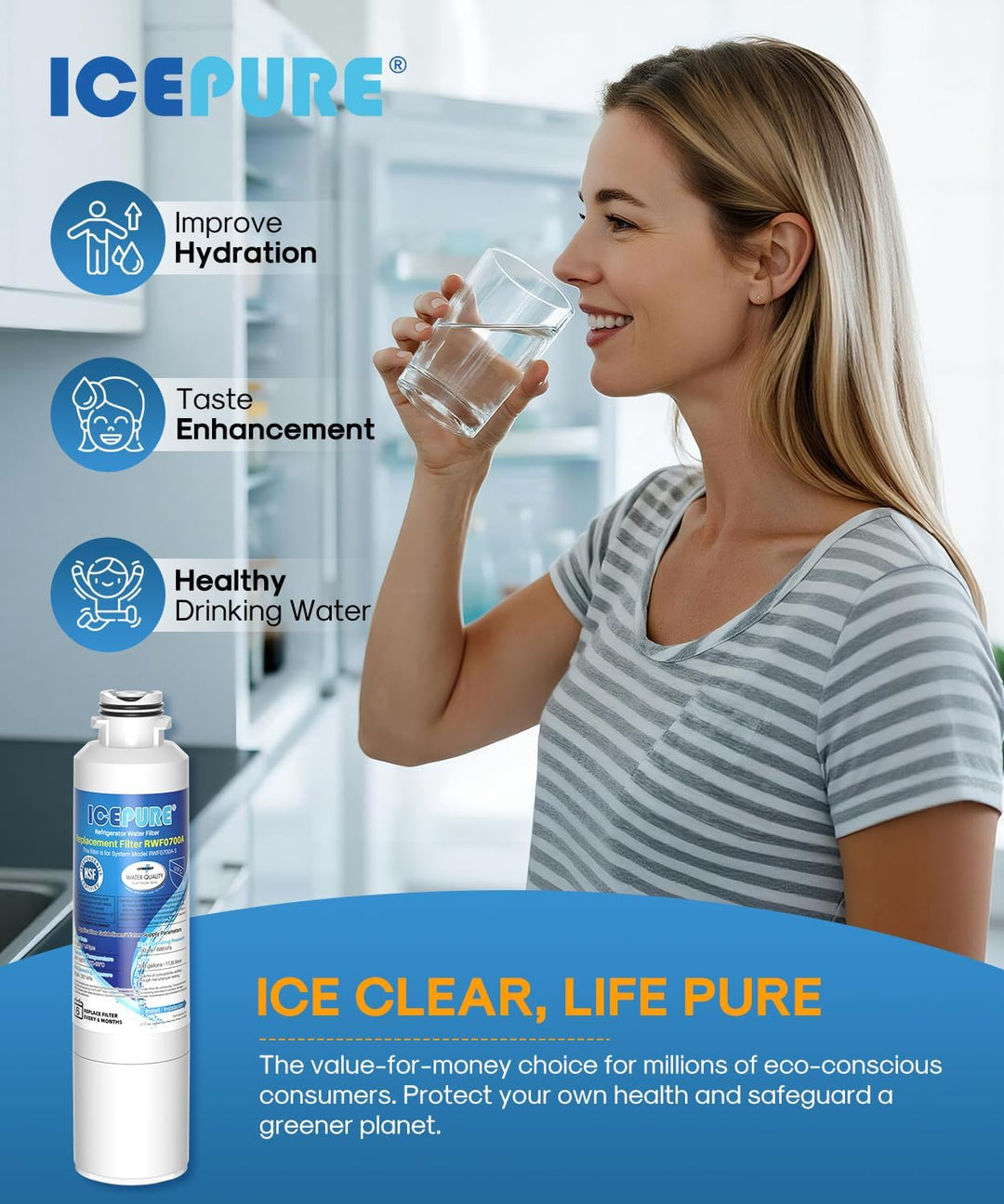 3er Pack IcePure Wasserfilter zu Ersatz Samsung, Kenmore, Sears, DA2900020A, DA2900020B, DA2900020A,
