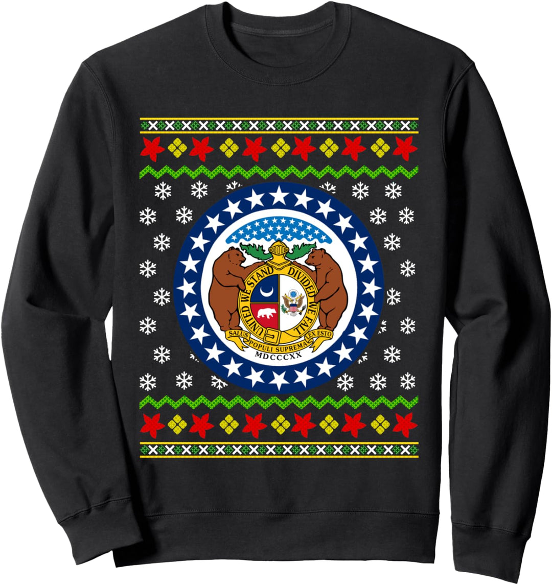 Missouri Flagge hässliches Weihnachtsmuster Sweatshirt