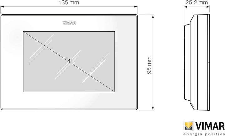 Vimar 02907 Touchscreen-WLAN-Thermostat für lokale oder erweiterte Regelung der Temperatur über dedi