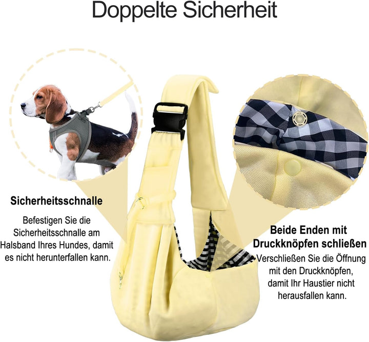 PetLoft Tragetuch Hund, Reversibel Kleine Hundetrage, Einstellbar Pet Tragetuch, Freisprecheinrichtu