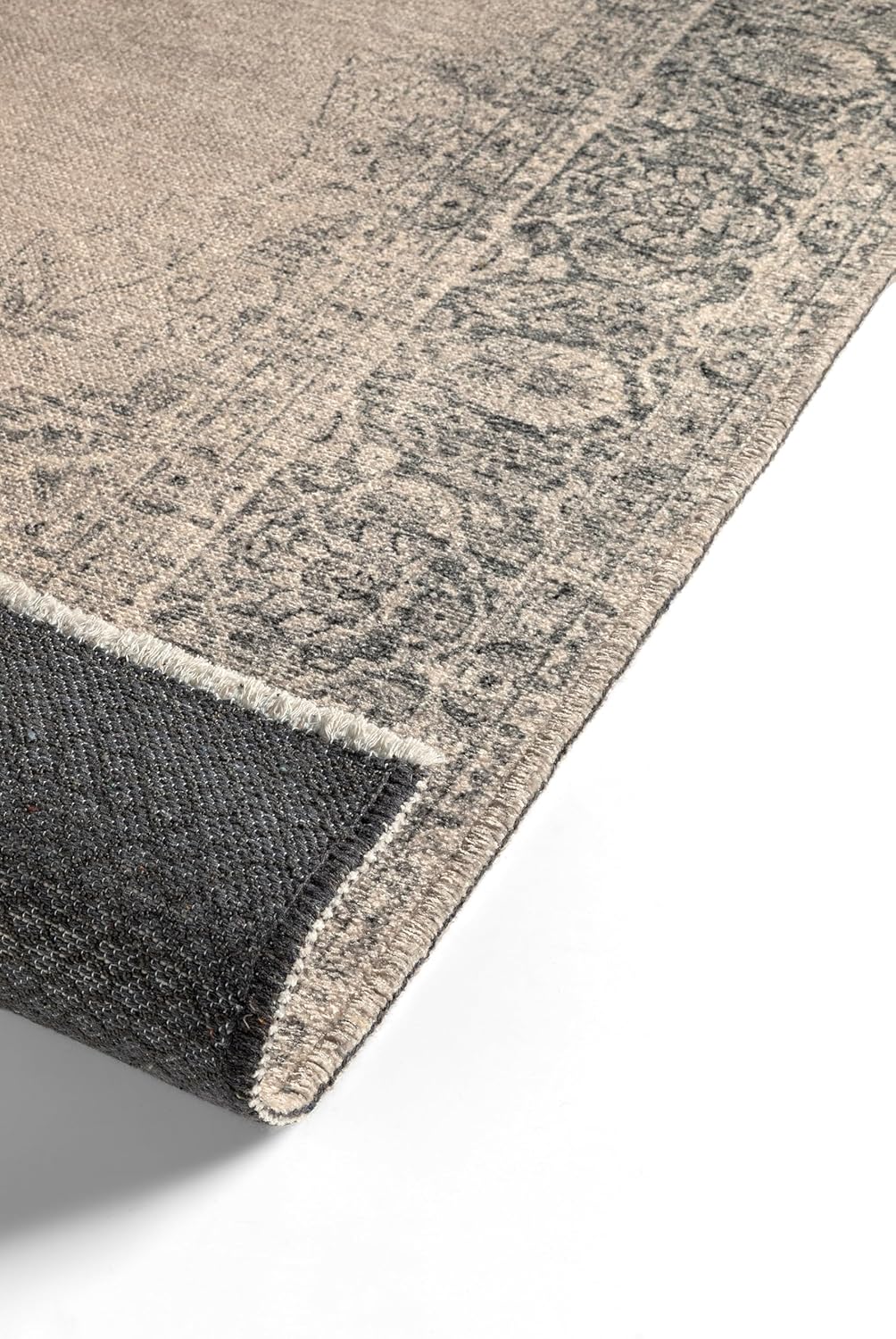 TESSO LIVING Kelim Vintage Teppich Laufer Creme 80 X 145 cm, Waschbar Boho Teppich Super Soft, Moder
