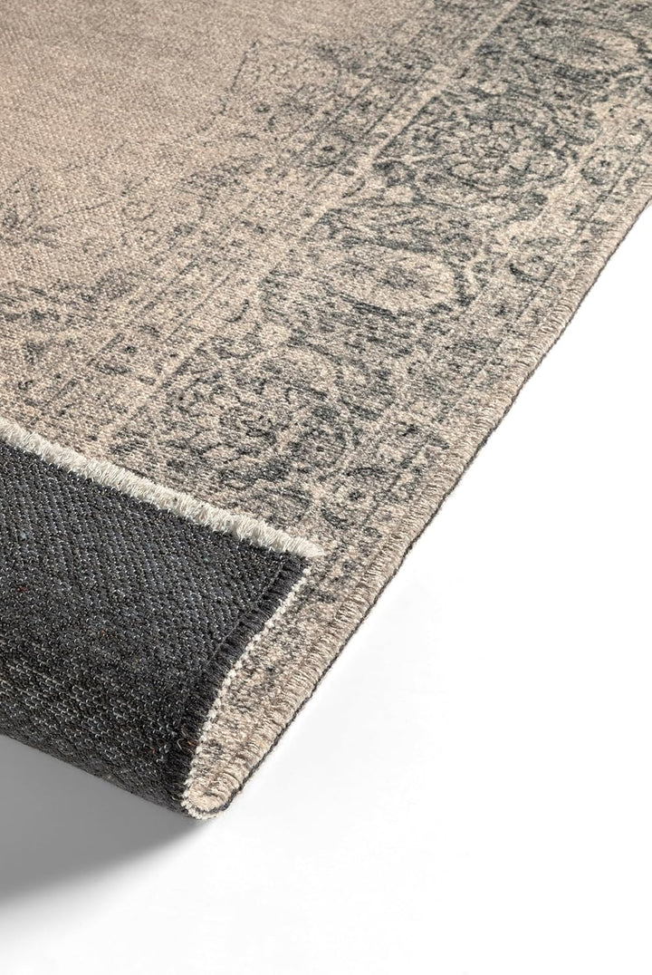 TESSO LIVING Kelim Vintage Teppich Laufer Creme 80 X 145 cm, Waschbar Boho Teppich Super Soft, Moder