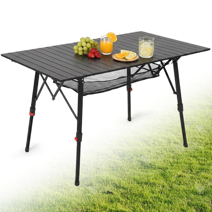 HAUSPROFI Campingtisch Klappbar Aluminium Höhenverstellbar 120x70cm | Falttisch mit Tragetasche &amp; Ne
